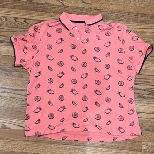 Club Room Pink Mens Polo with Fruit Pattern